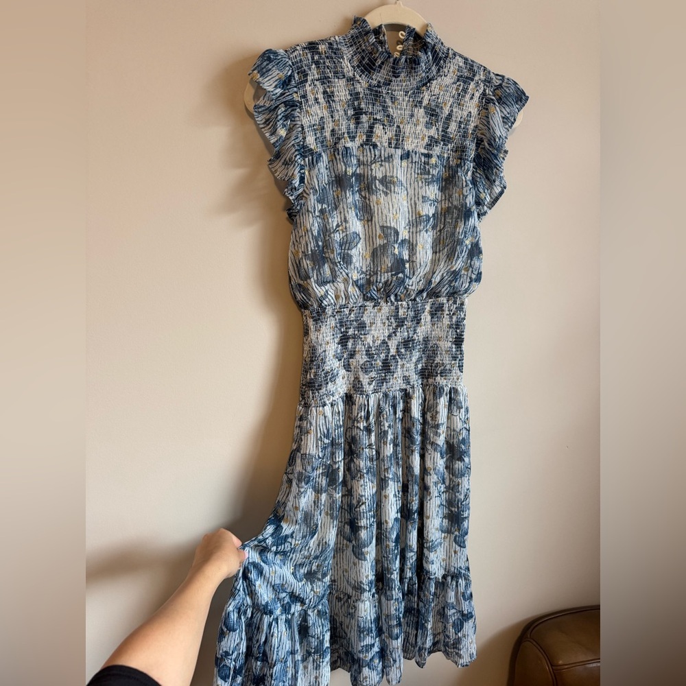Aqua Blue Floral Midi Dress - Picture 4 of 10